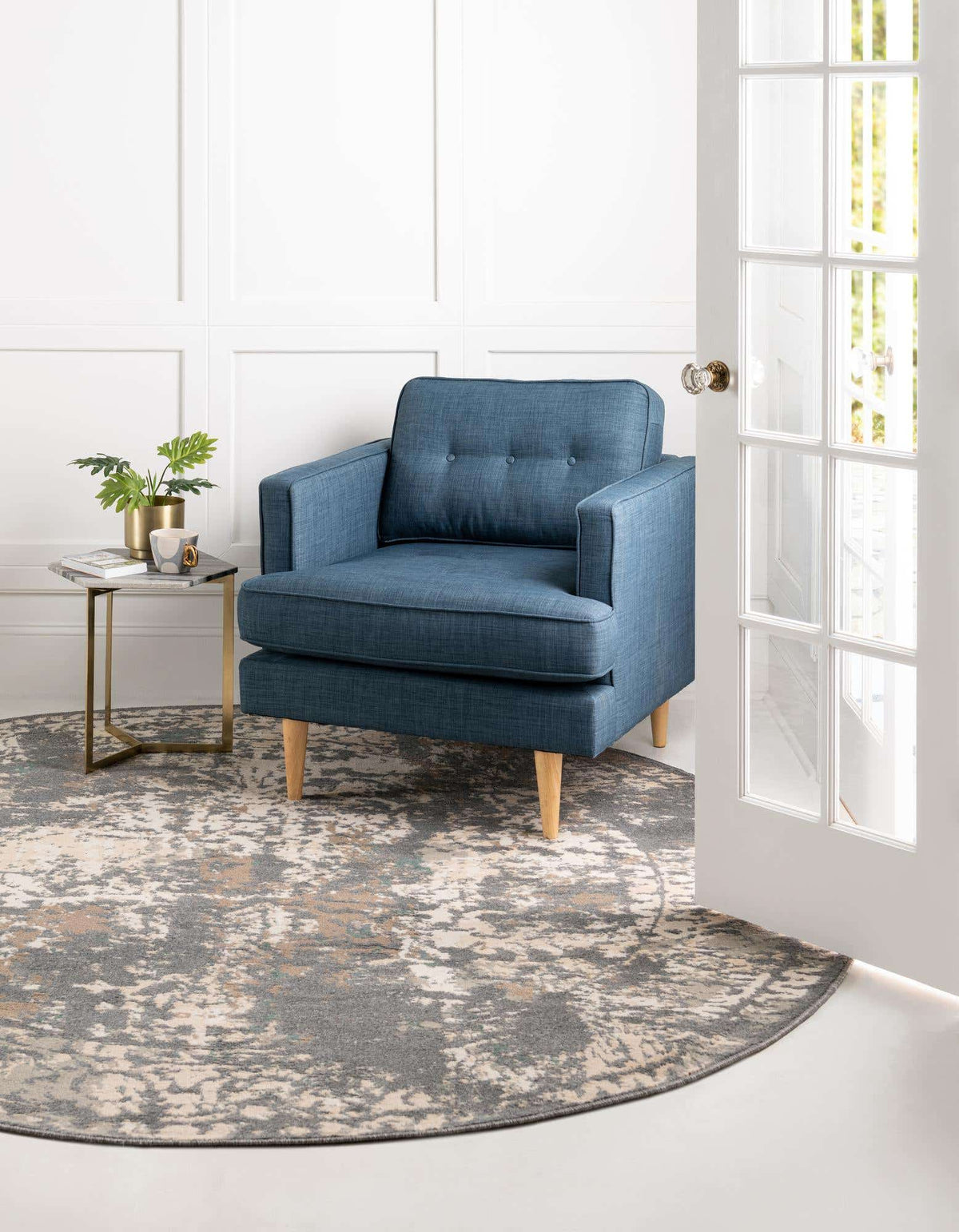 Rund Teppich Sahara in Grau von Hadorn™ - Lifestyle Image