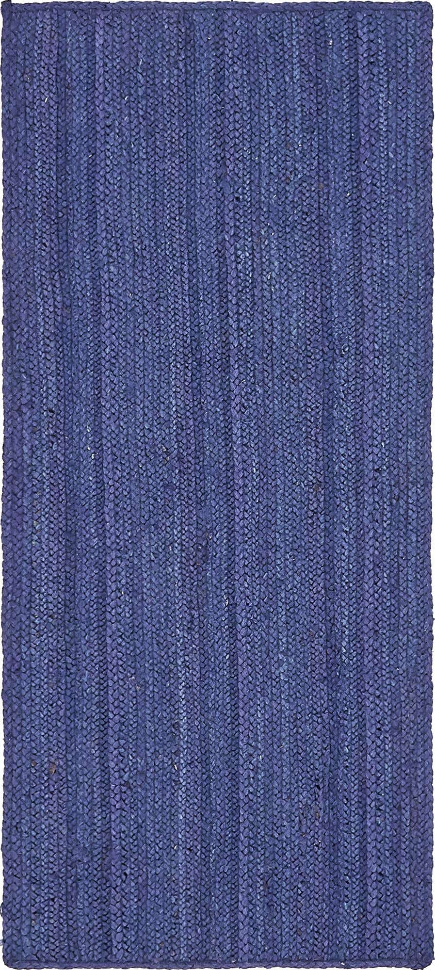Läufer Handgeflochten Teppich Braided Jute in Marineblau von Hadorn™ - Lifestyle Image