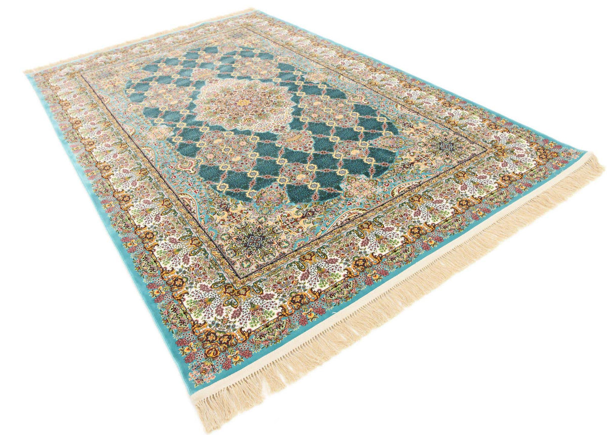 Rechteck Teppich Dynasty in Türkis von Hadorn™ - Lifestyle Image