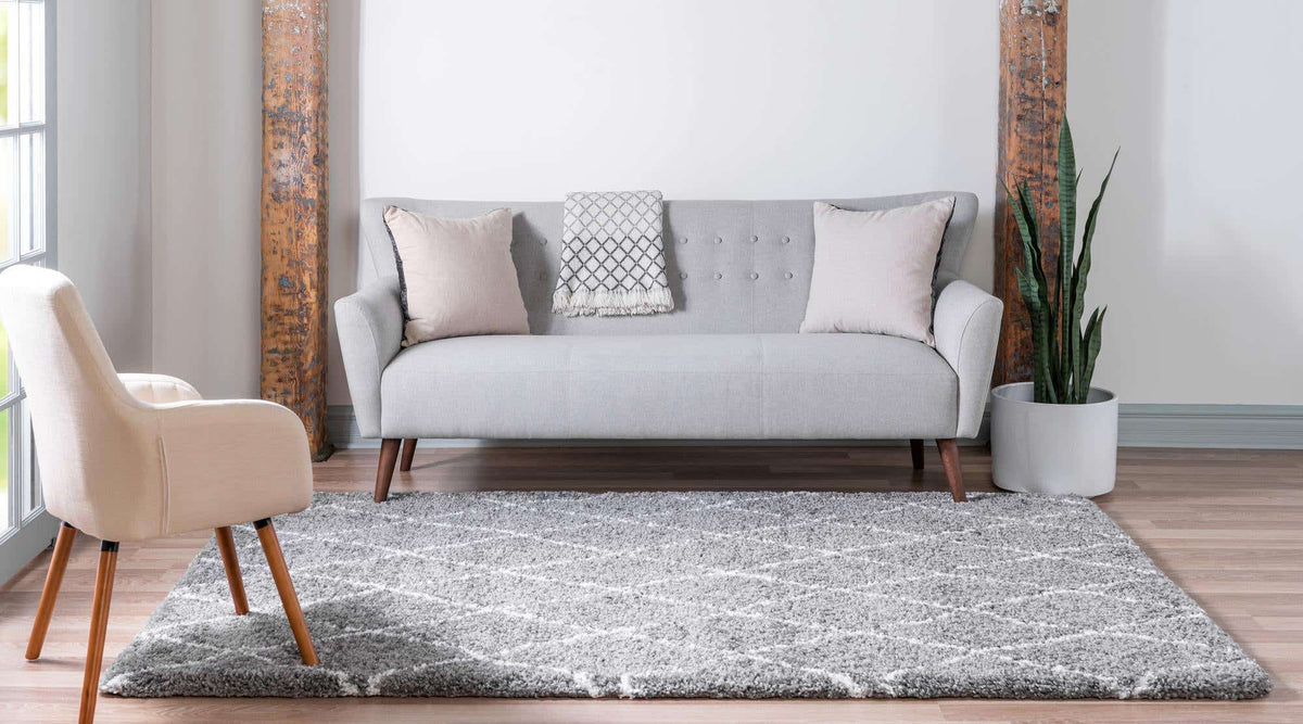 Rechteck Hochflorteppich Marrakesh Shag in Grau von Hadorn™ - Lifestyle Image