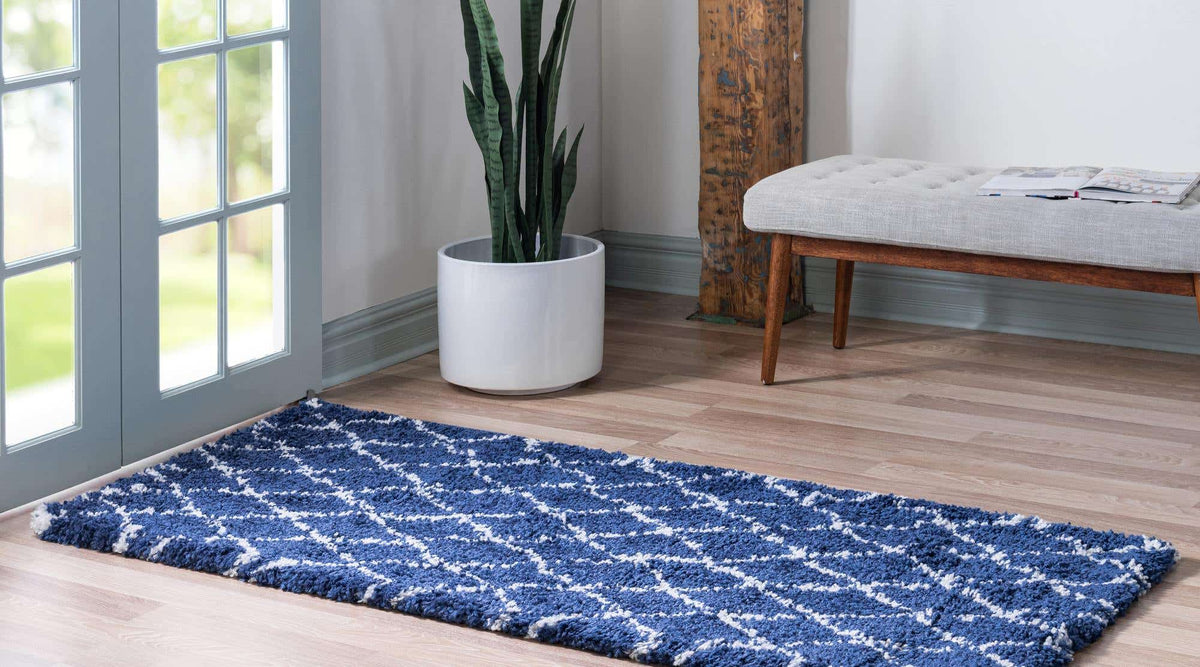 Läufer Hochflorteppich Marrakesh Shag in Blau von Hadorn™ - Lifestyle Image