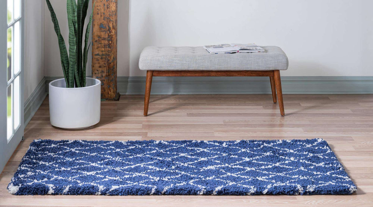 Läufer Hochflorteppich Marrakesh Shag in Blau von Hadorn™ - Lifestyle Image