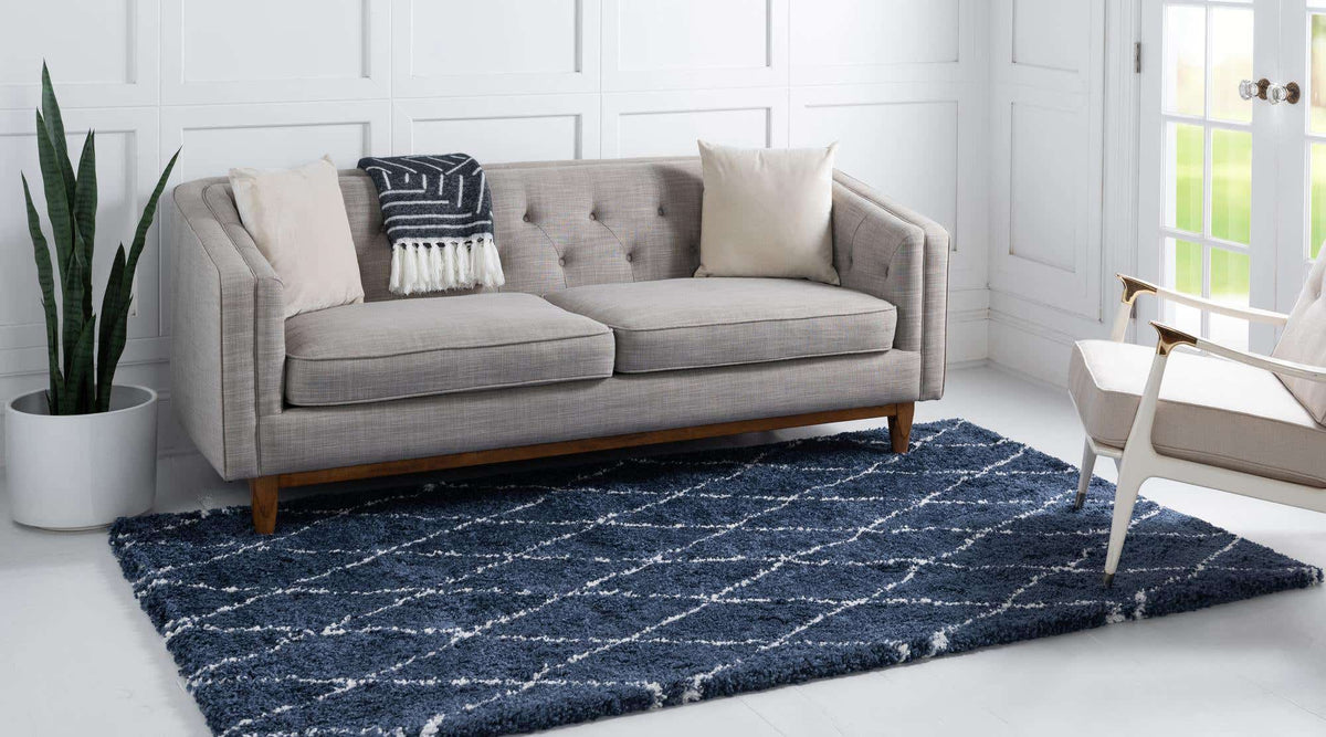 Rechteck Hochflorteppich Marrakesh Shag in Blau von Hadorn™ - Lifestyle Image