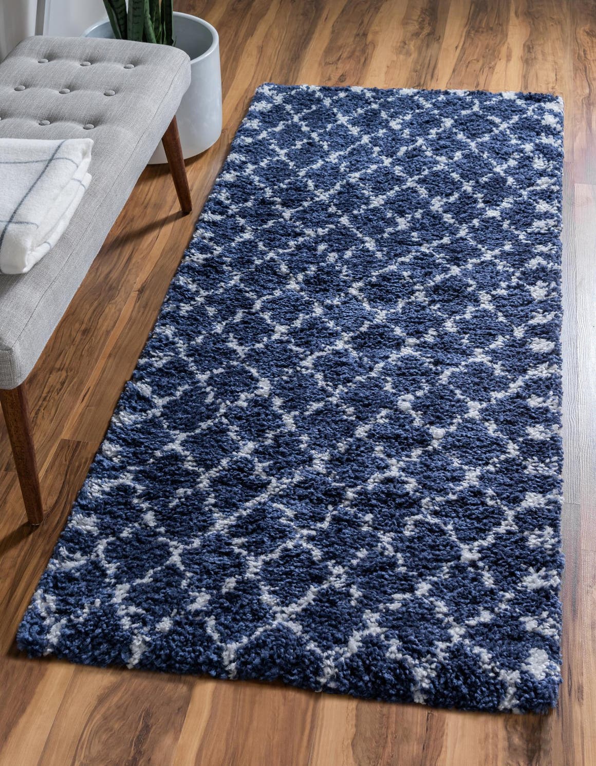 Läufer Hochflorteppich Marrakesh Shag in Blau von Hadorn™ - Lifestyle Image