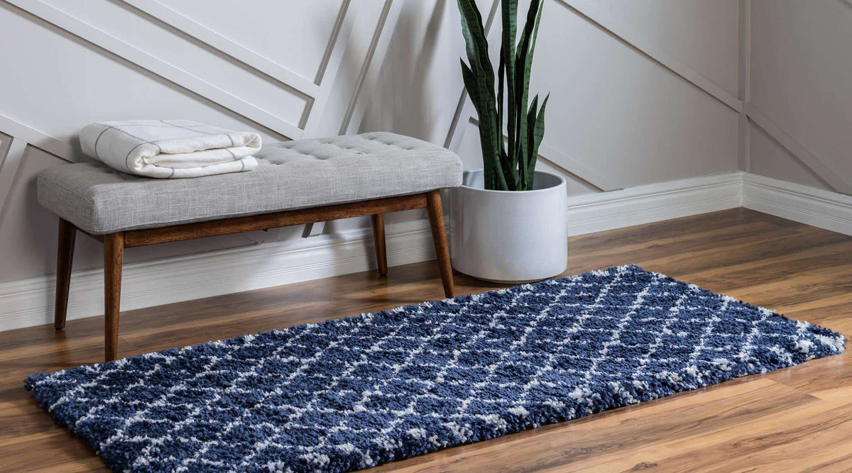 Läufer Hochflorteppich Marrakesh Shag in Blau von Hadorn™ - Lifestyle Image