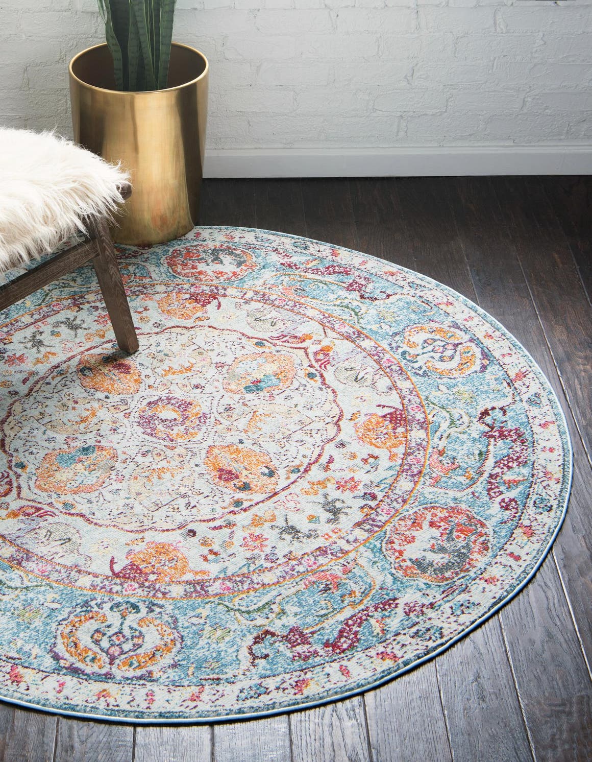 Rund Teppich Havana in Hellblau von Hadorn™ - Lifestyle Image
