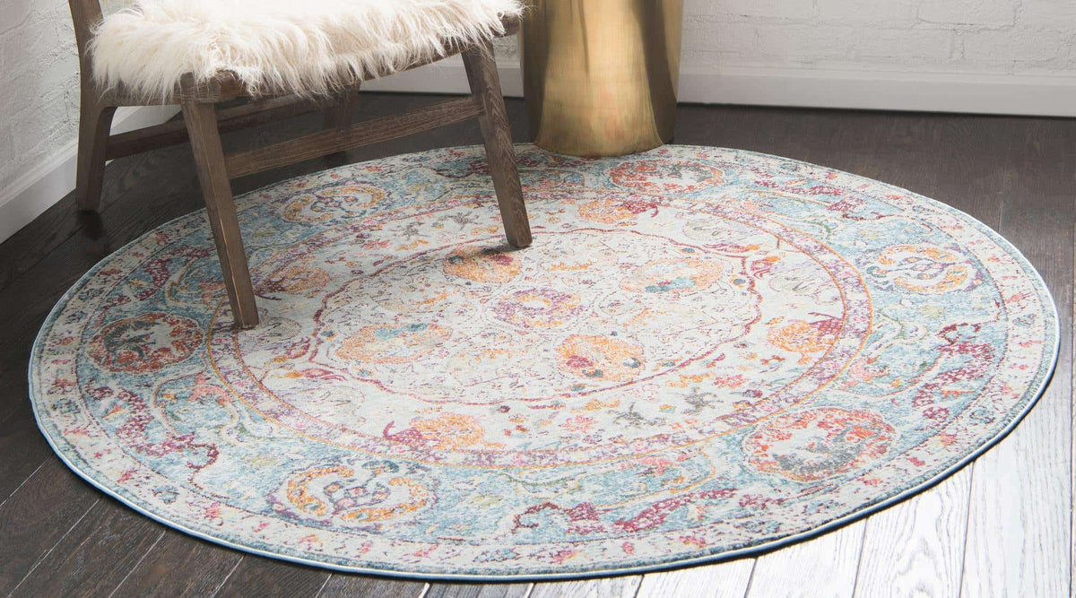 Rund Teppich Havana in Hellblau von Hadorn™ - Lifestyle Image