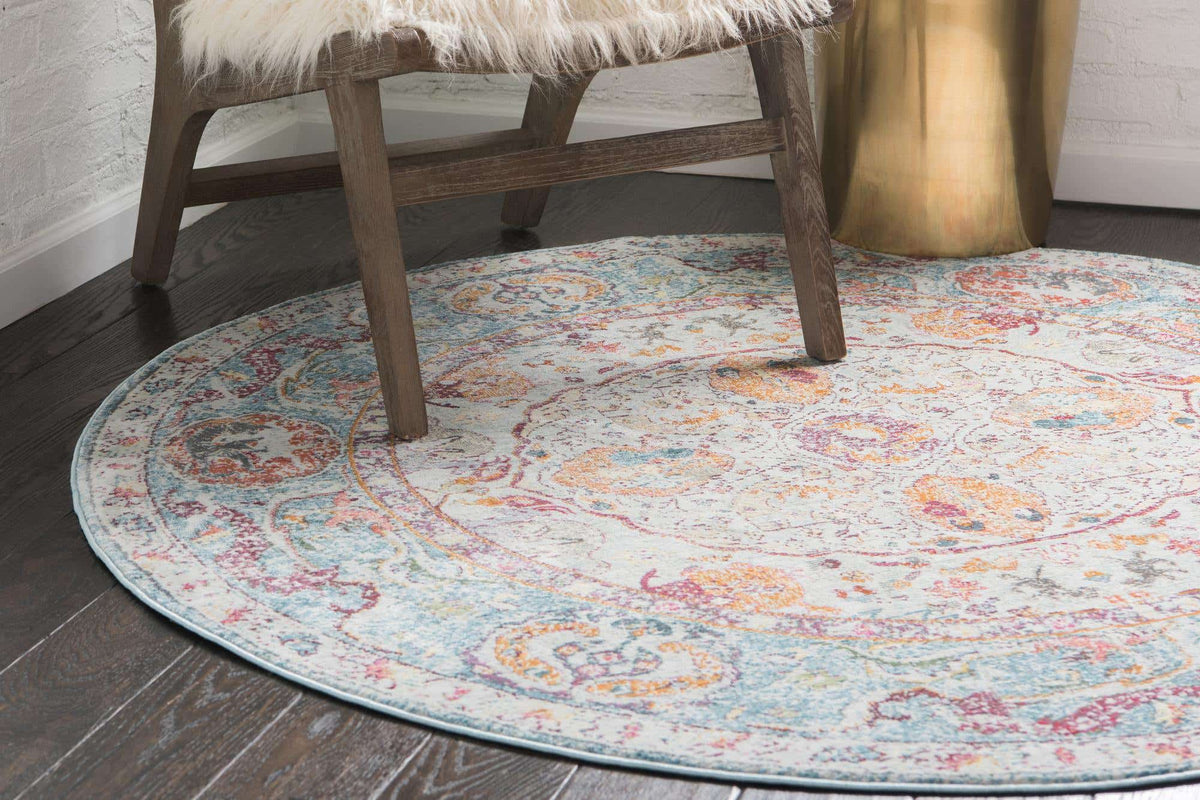 Rund Teppich Havana in Hellblau von Hadorn™ - Lifestyle Image