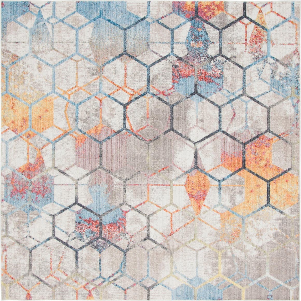 Quadratisch Teppich Prism in Weiss von Hadorn™ - Lifestyle Image