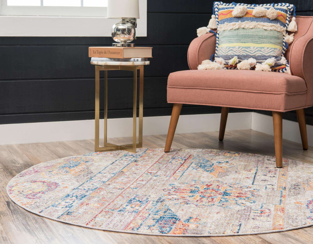 Rund Teppich Madrid in Beige von Hadorn™ - Lifestyle Image