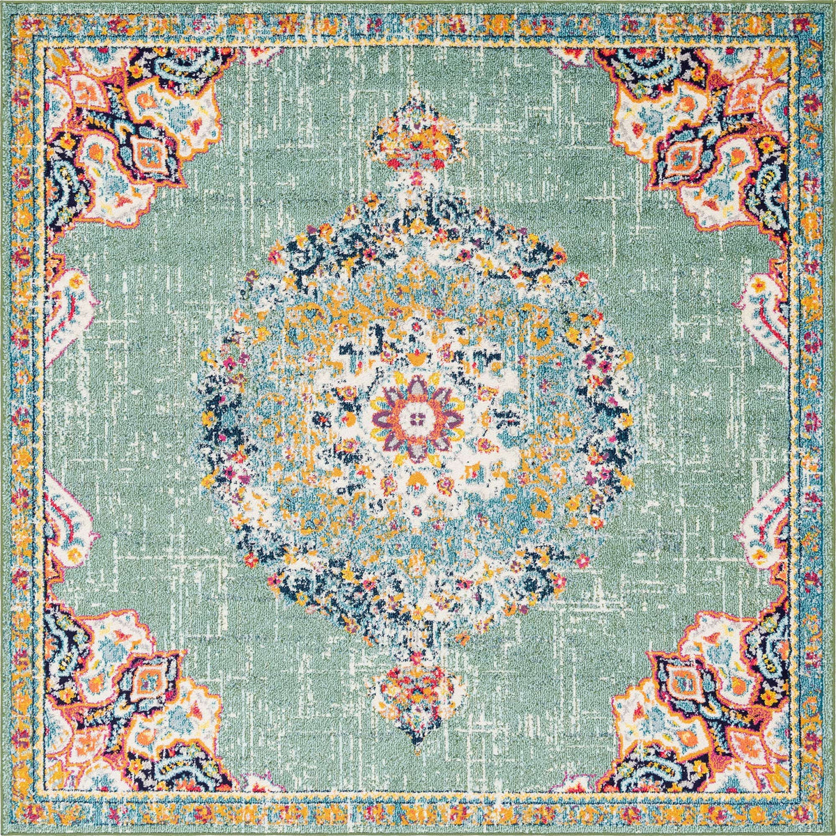 Quadratisch Teppich Carrington in Grün von Hadorn™ - Lifestyle Image