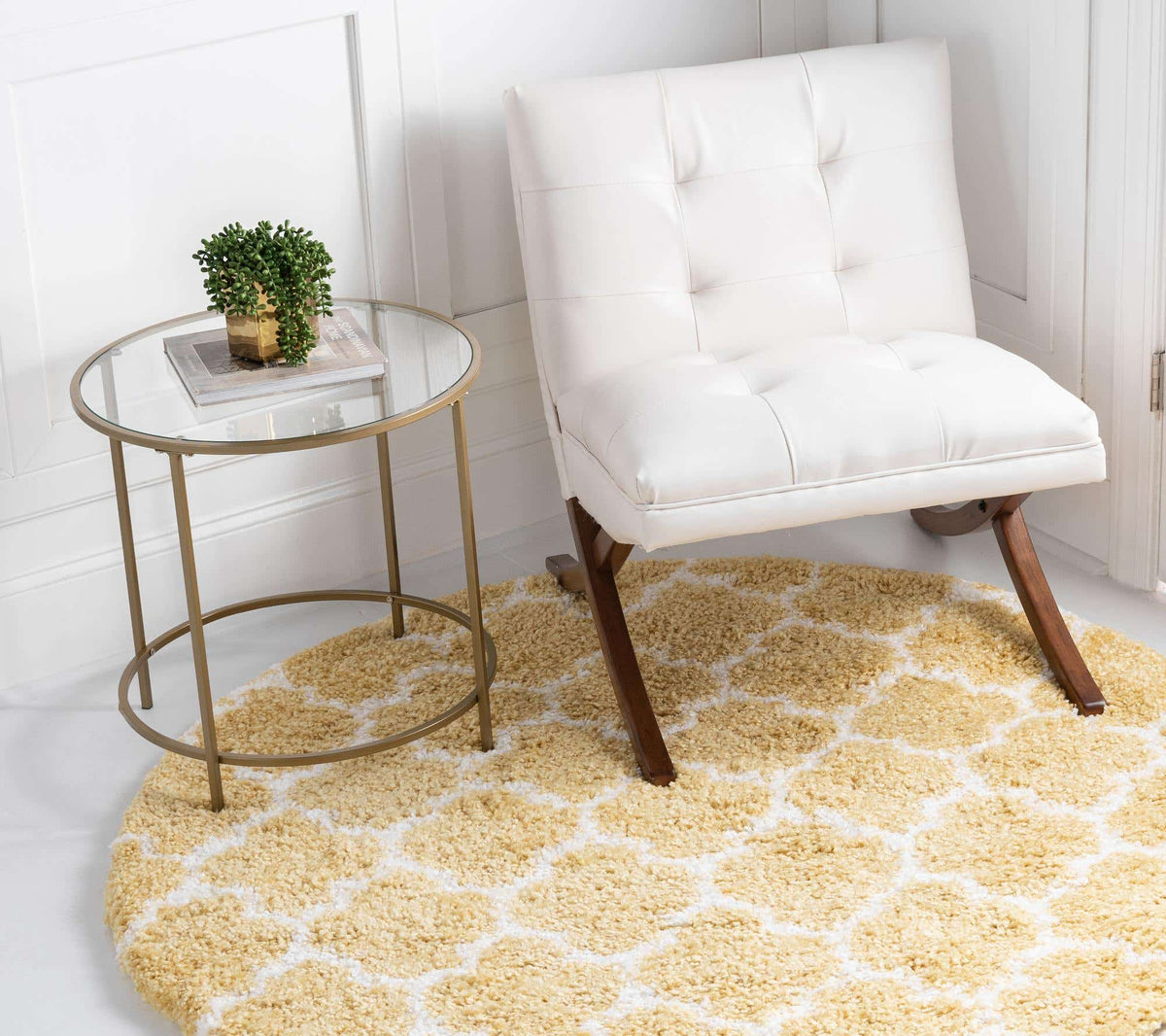 Rund Hochflorteppich Marrakesh Shag in Gelb von Hadorn™ - Lifestyle Image