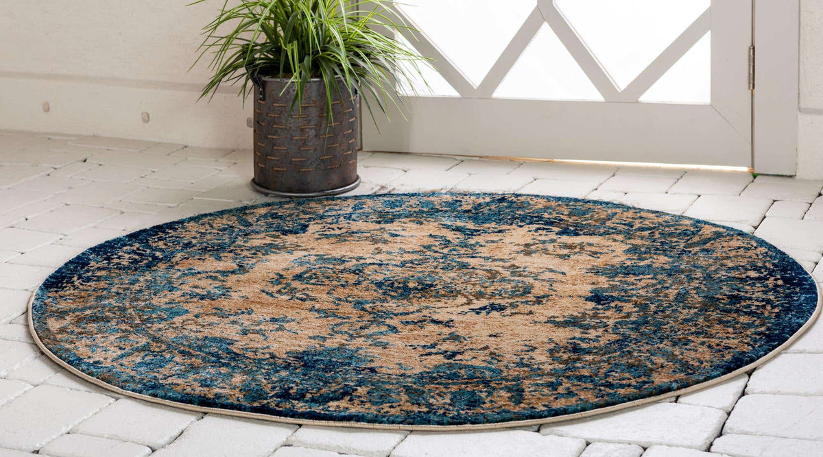 Rund Teppich Graham in Blau von Hadorn™ - Lifestyle Image