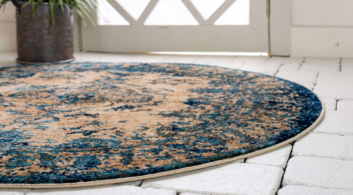 Rund Teppich Graham in Blau von Hadorn™ - Lifestyle Image