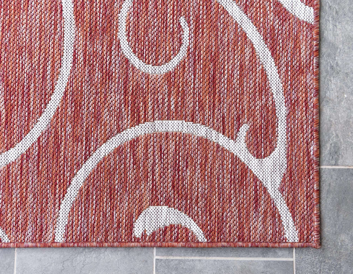 Rechteck Outdoor Teppich Outdoor Botanical in Rot von Hadorn™ - Lifestyle Image
