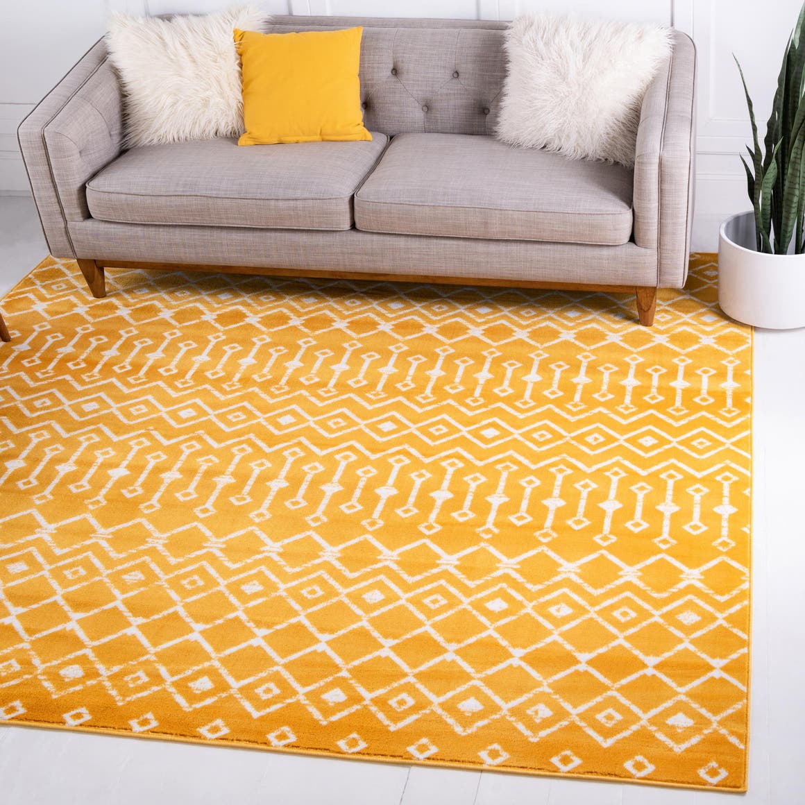 Quadratisch Teppich Kasbah Trellis in Gelb von Hadorn™ - Lifestyle Image