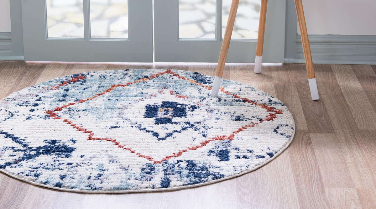 Rund Teppich Morocco in Hellblau von Hadorn™ - Lifestyle Image