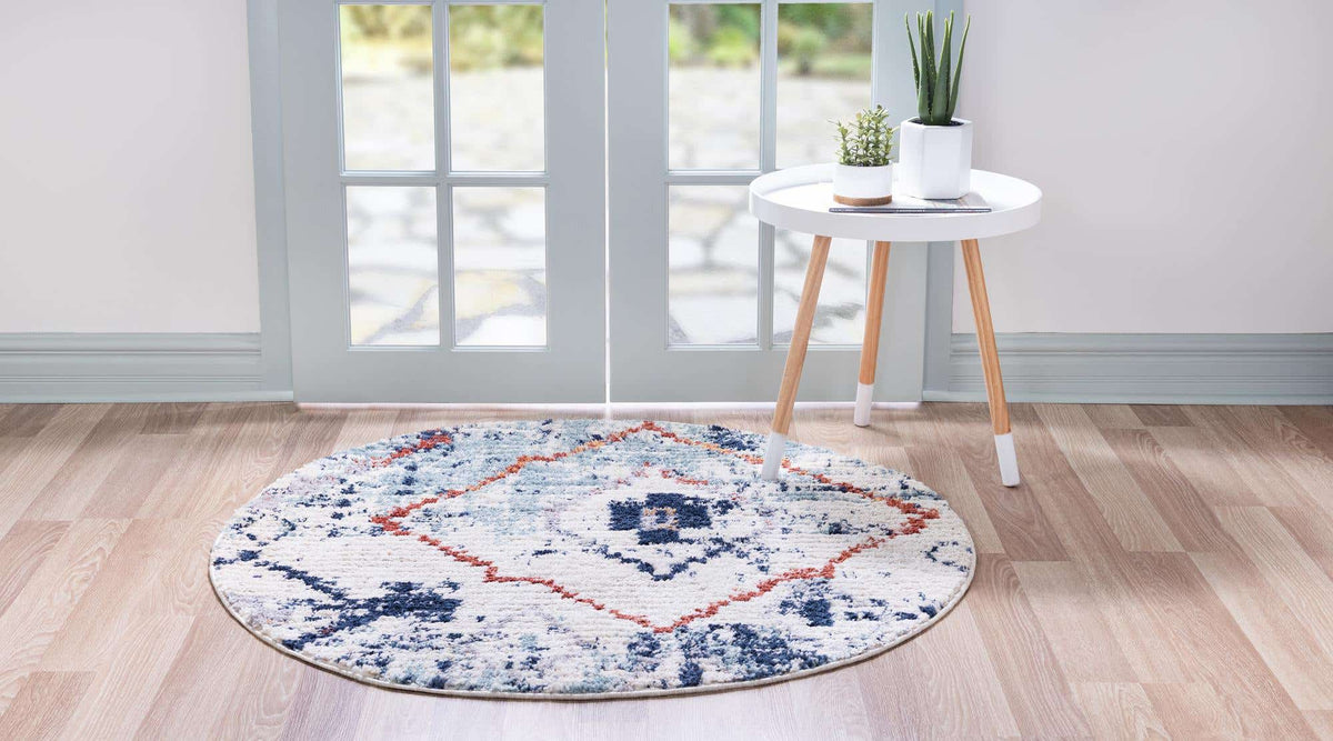 Rund Teppich Morocco in Hellblau von Hadorn™ - Lifestyle Image