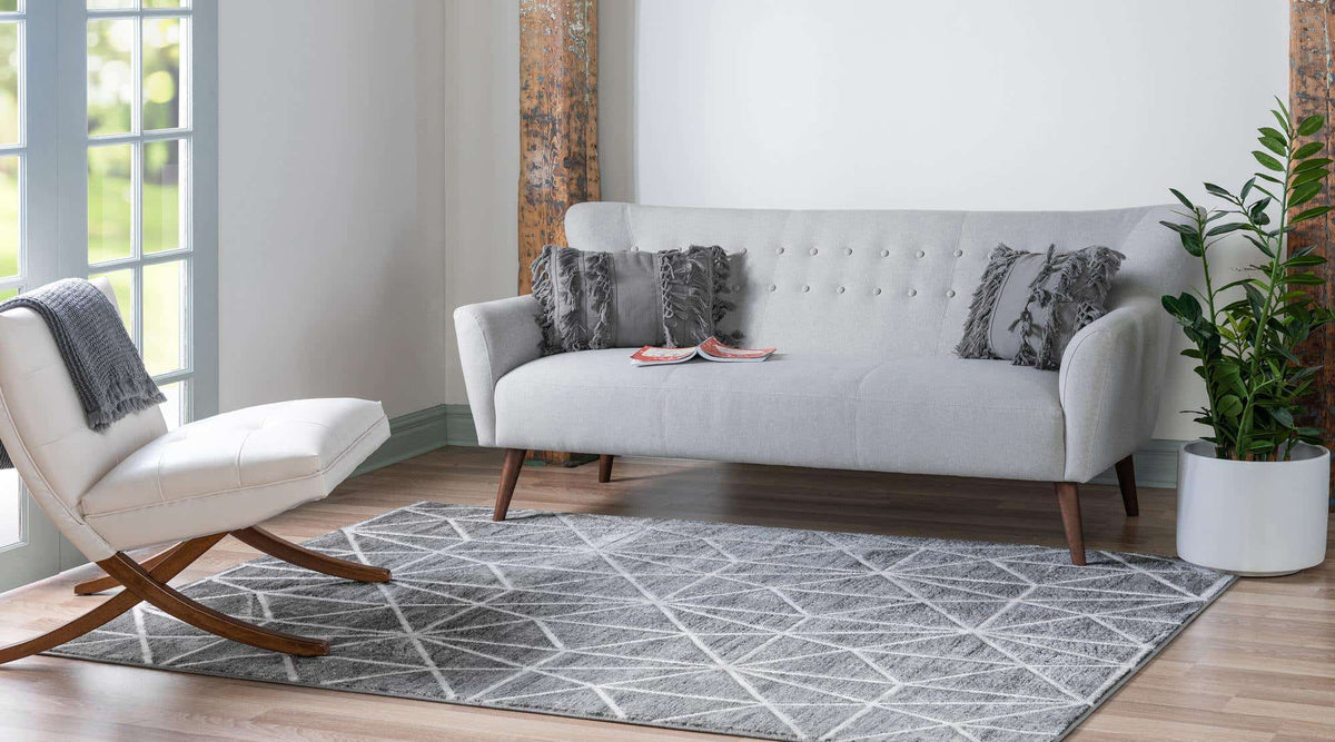 Rechteck Teppich Lattice Trellis in Grau von Hadorn™ - Lifestyle Image
