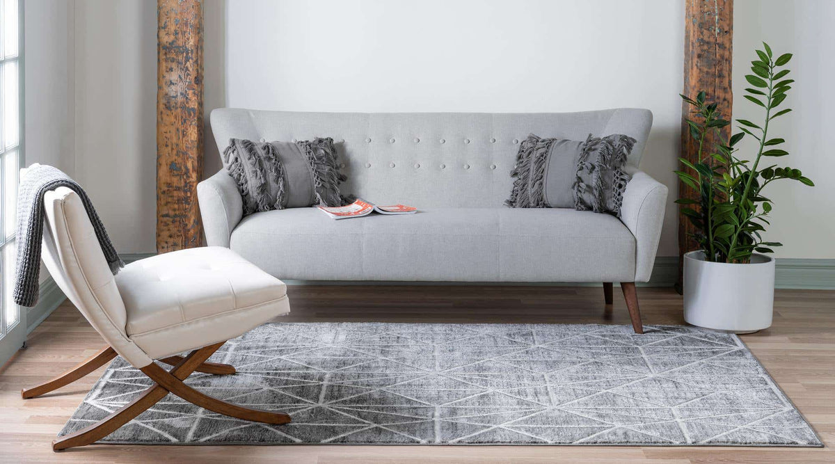Rechteck Teppich Lattice Trellis in Grau von Hadorn™ - Lifestyle Image