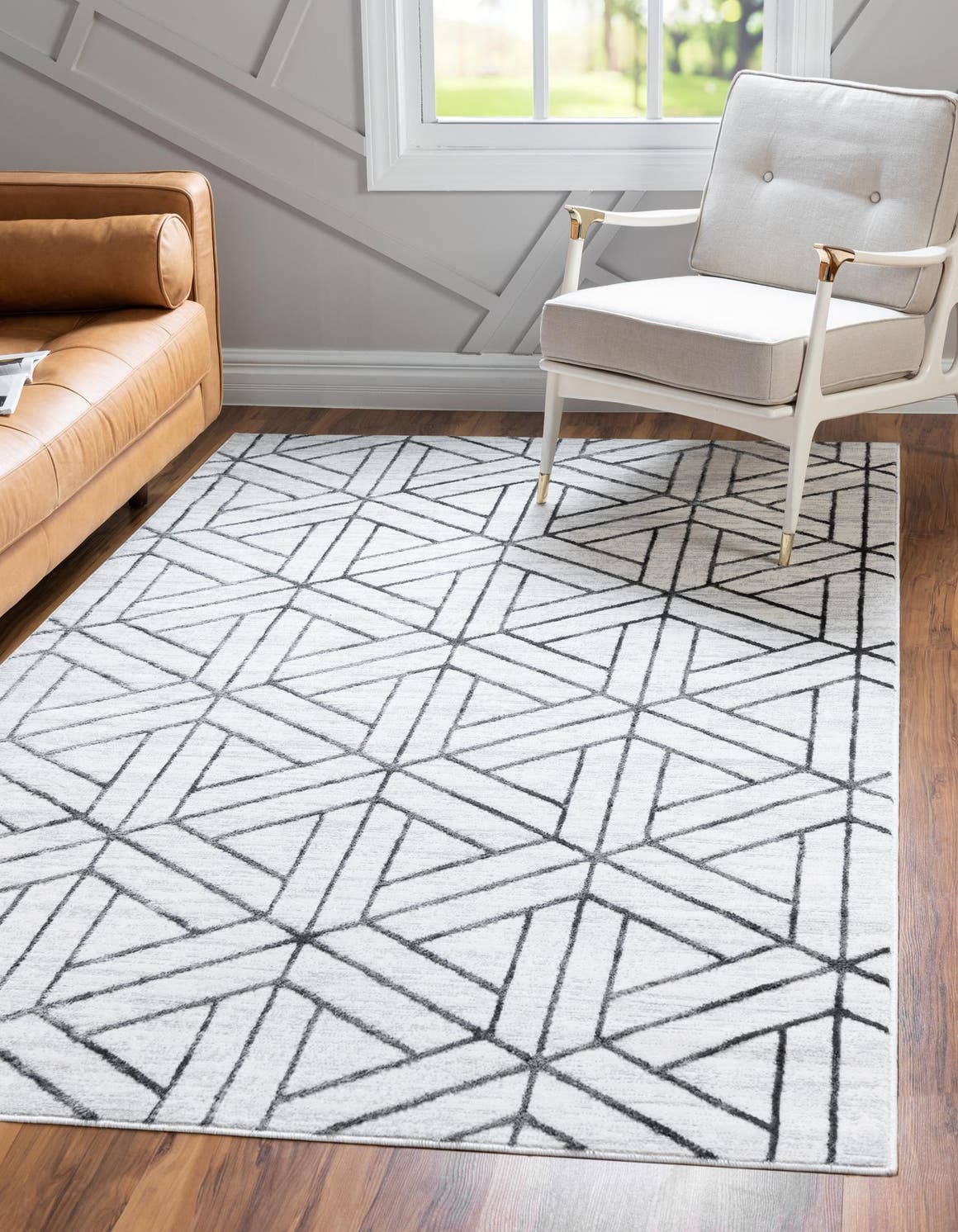 Rechteck Teppich Lattice Trellis in Weiss von Hadorn™ - Lifestyle Image