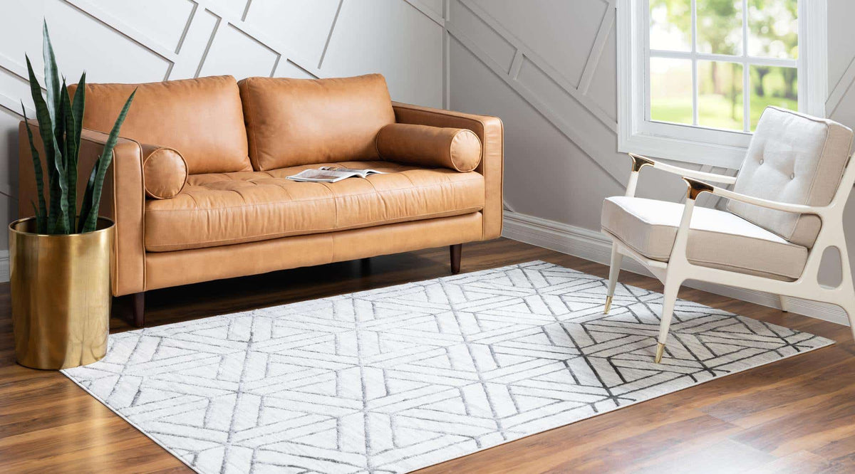 Rechteck Teppich Lattice Trellis in Weiss von Hadorn™ - Lifestyle Image