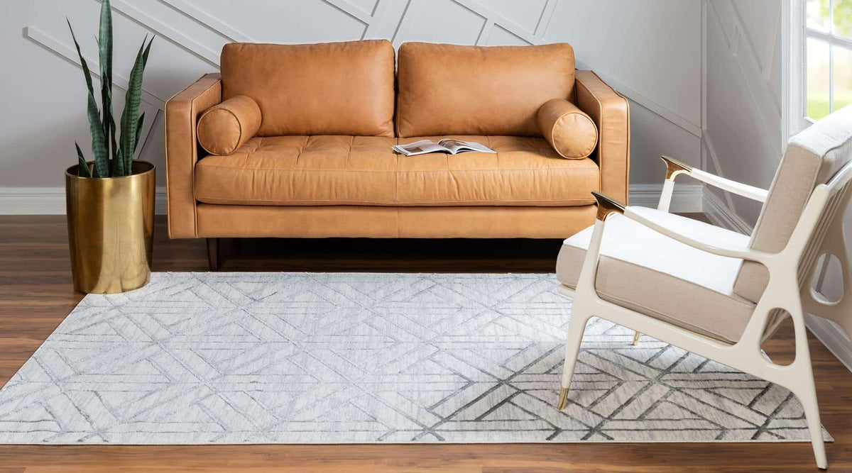 Rechteck Teppich Lattice Trellis in Weiss von Hadorn™ - Lifestyle Image