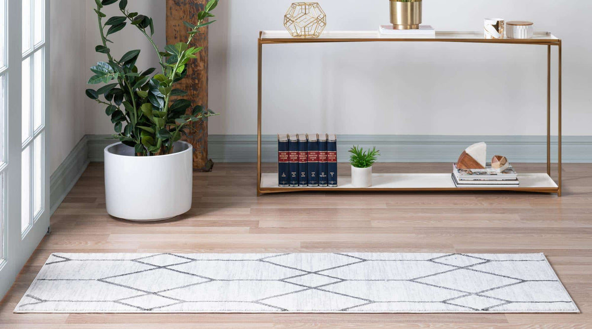 Läufer Teppich Lattice Trellis in Weiss von Hadorn™ - Lifestyle Image