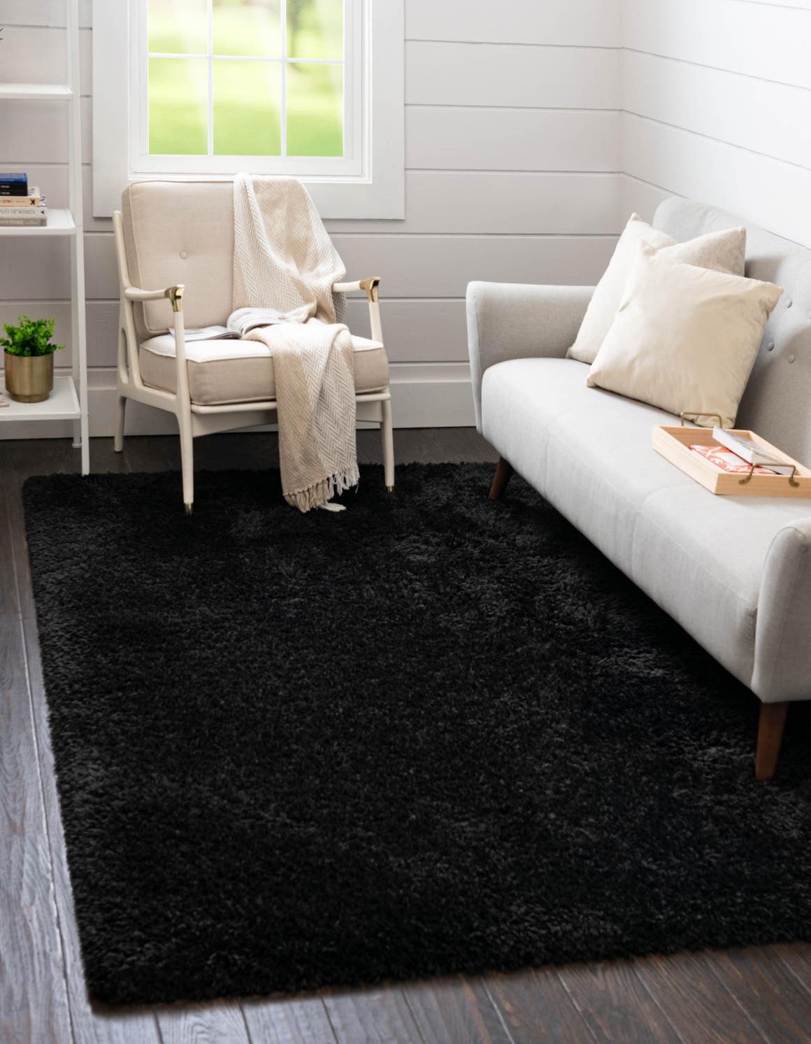 Rechteck Hochflorteppich Infinity Shag in Schwarz von Hadorn™ - Lifestyle Image