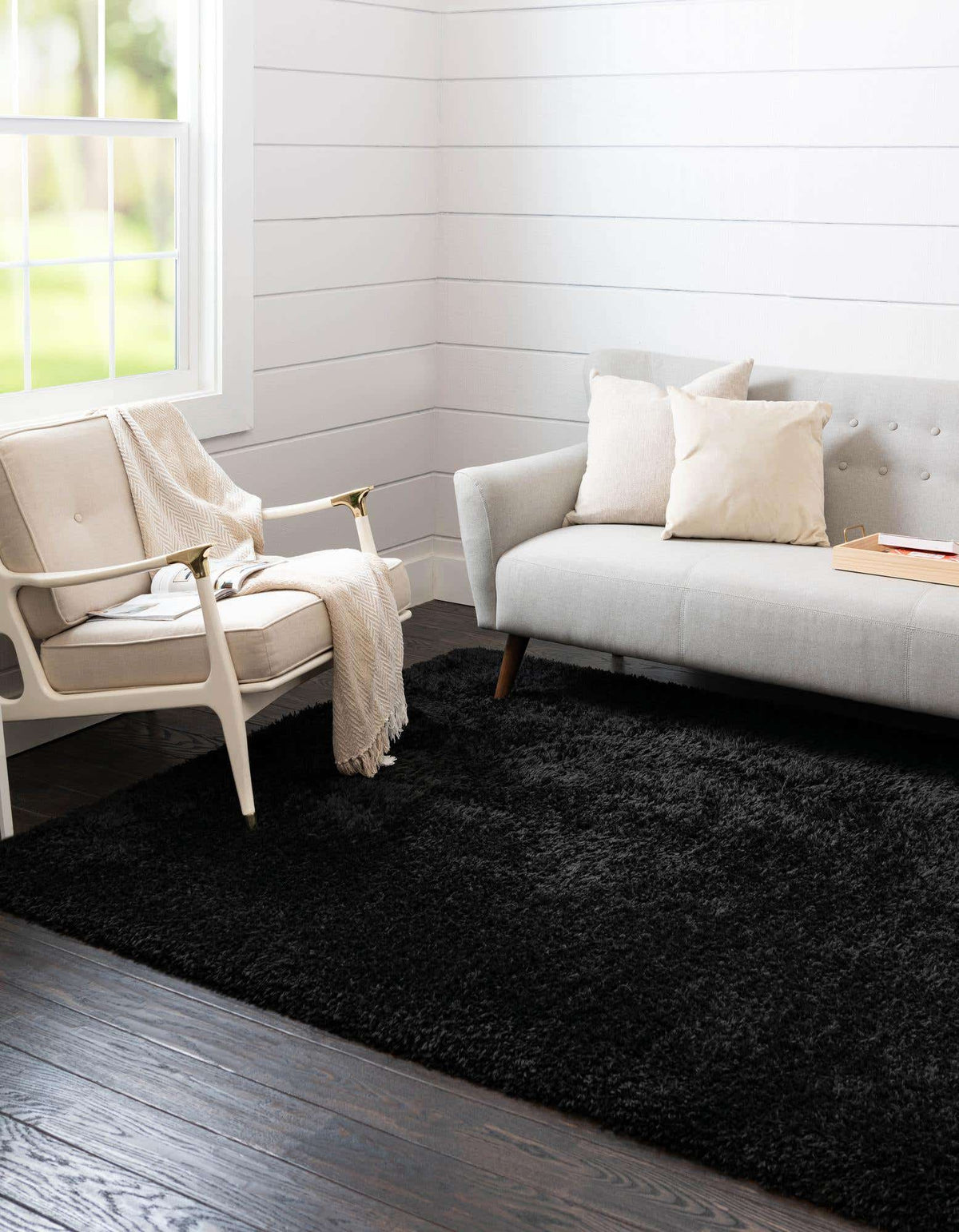 Rechteck Hochflorteppich Infinity Shag in Schwarz von Hadorn™ - Lifestyle Image