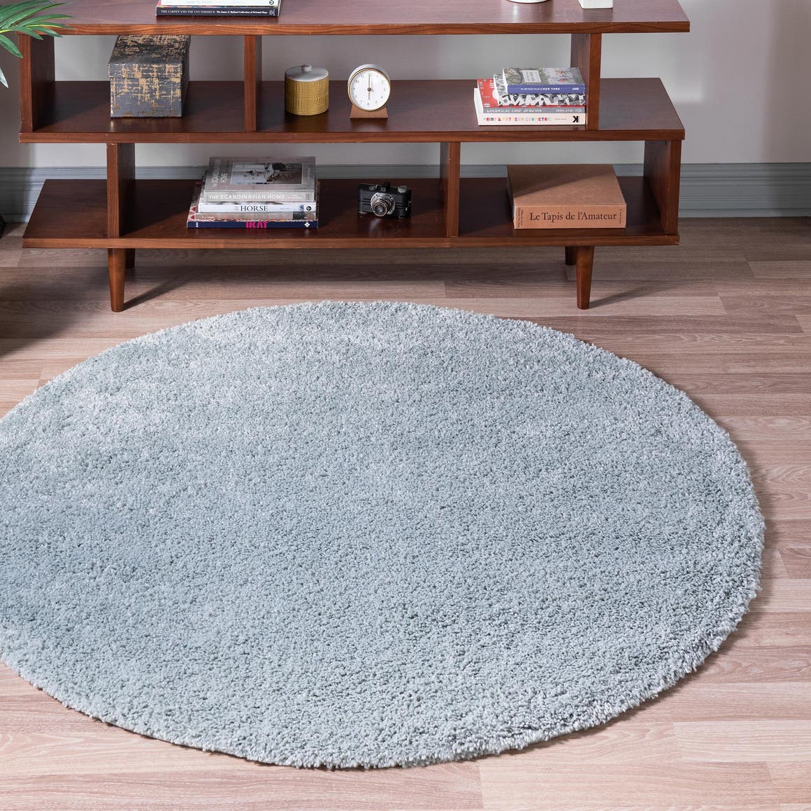 Rund Hochflorteppich Soft Solid Shag in Grün von Hadorn™ - Lifestyle Image