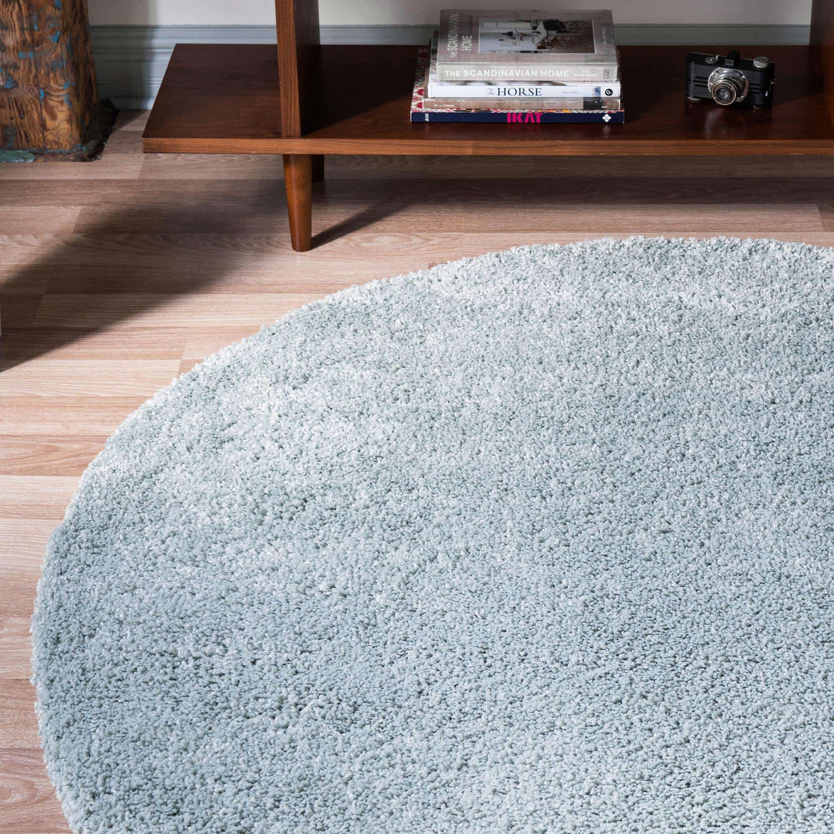 Rund Hochflorteppich Soft Solid Shag in Grün von Hadorn™ - Lifestyle Image
