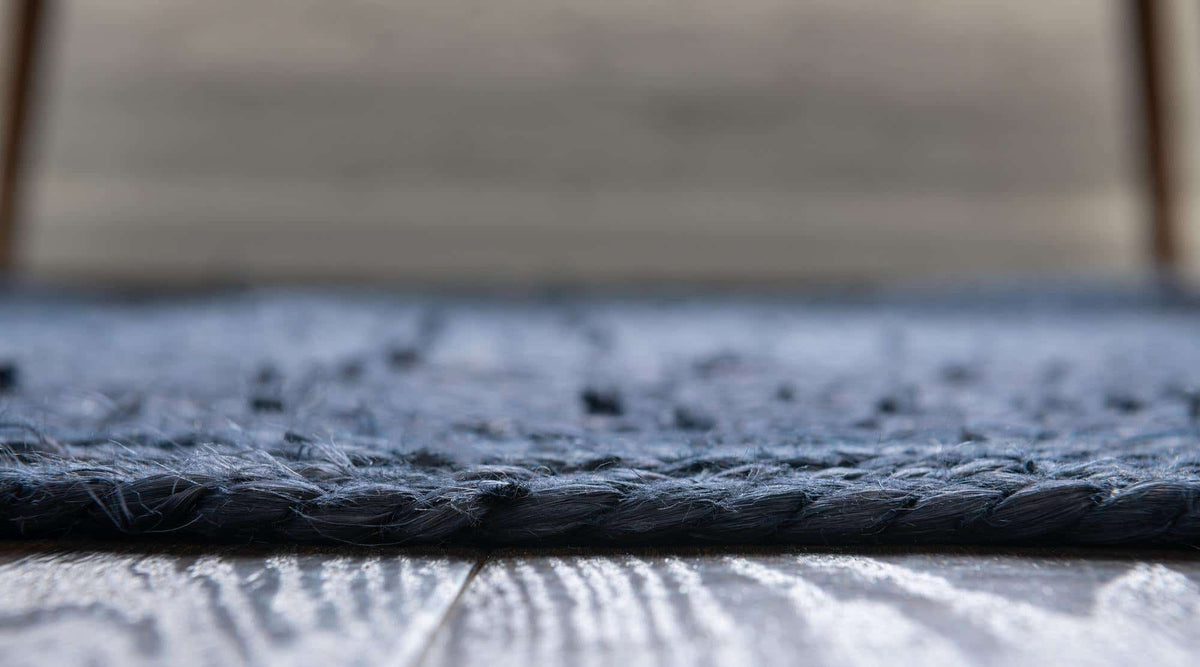 Quadratisch Teppich Braided Jute in Blau von Hadorn™ - Lifestyle Image
