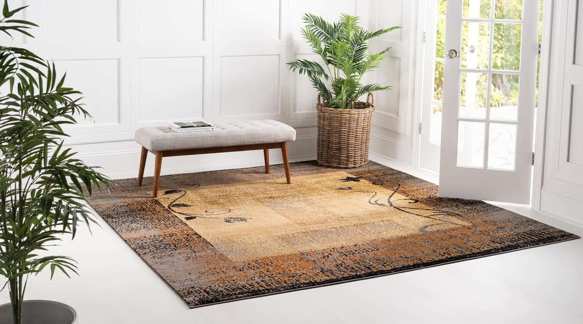 Quadratisch Teppich Coffee Shop in Beige von Hadorn™ - Lifestyle Image