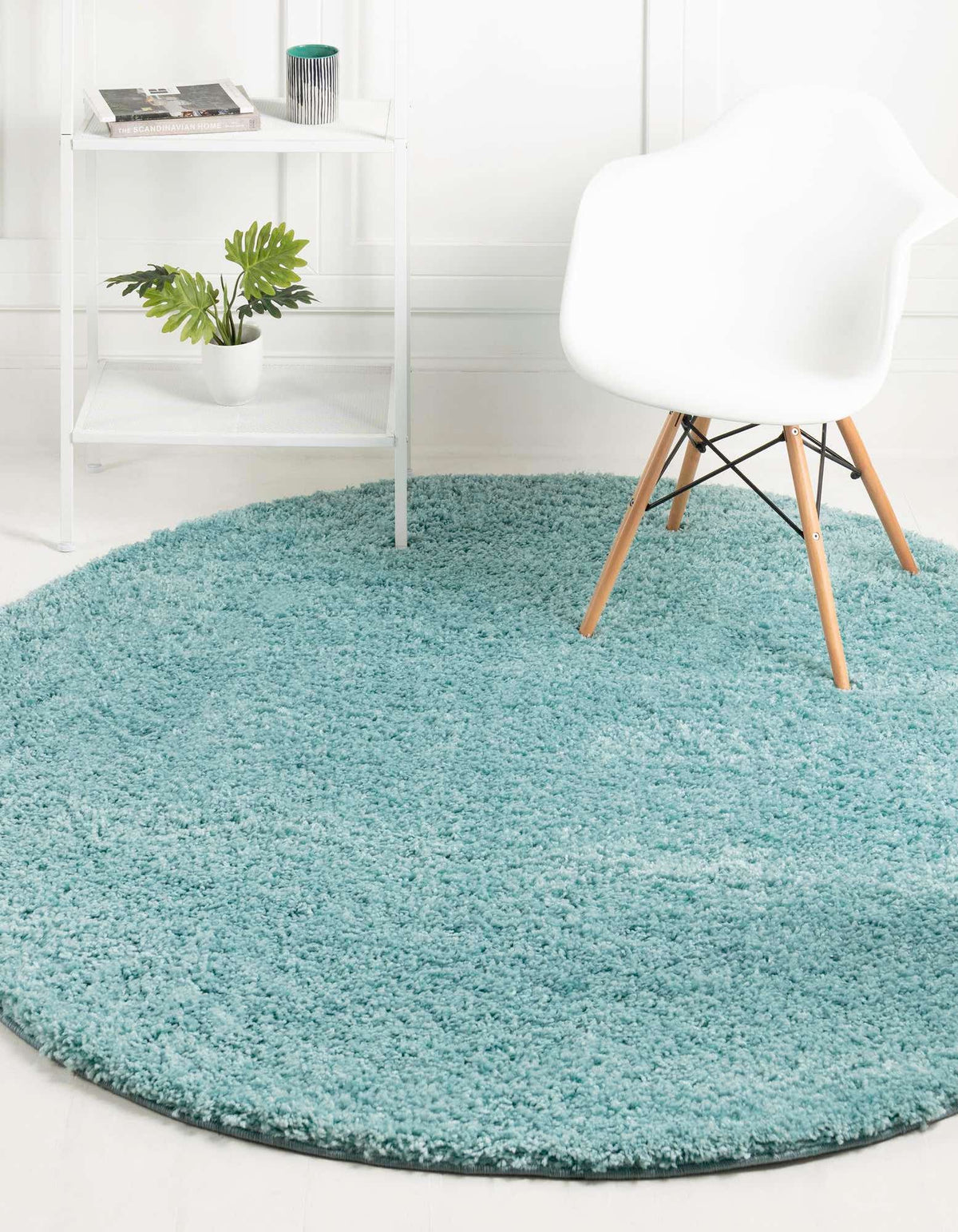 Rund Hochflorteppich Everyday Shag in Türkis von Hadorn™ - Lifestyle Image