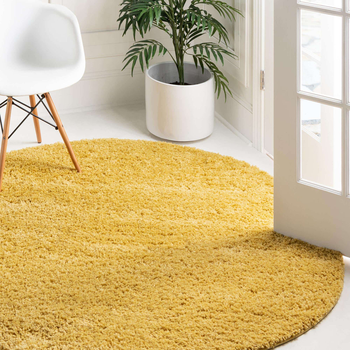 Rund Hochflorteppich Everyday Shag in Gelb von Hadorn™ - Lifestyle Image