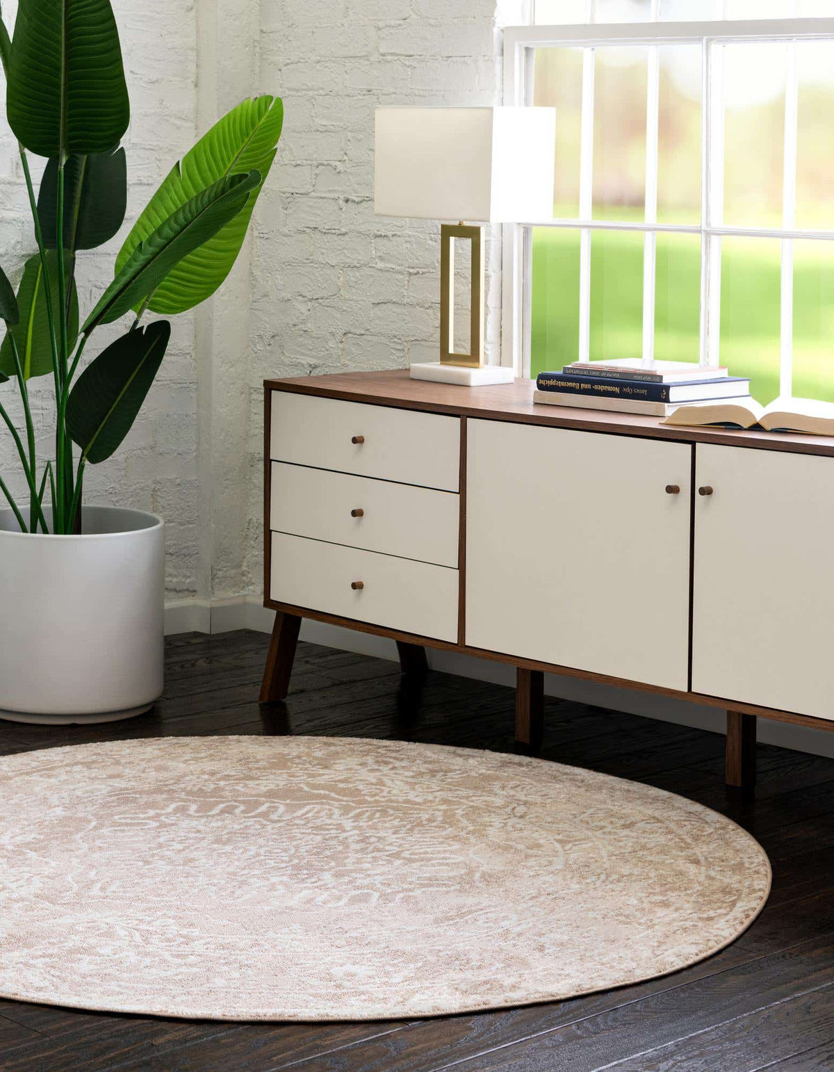 Rund Teppich Oxford in Beige von Hadorn™ - Lifestyle Image