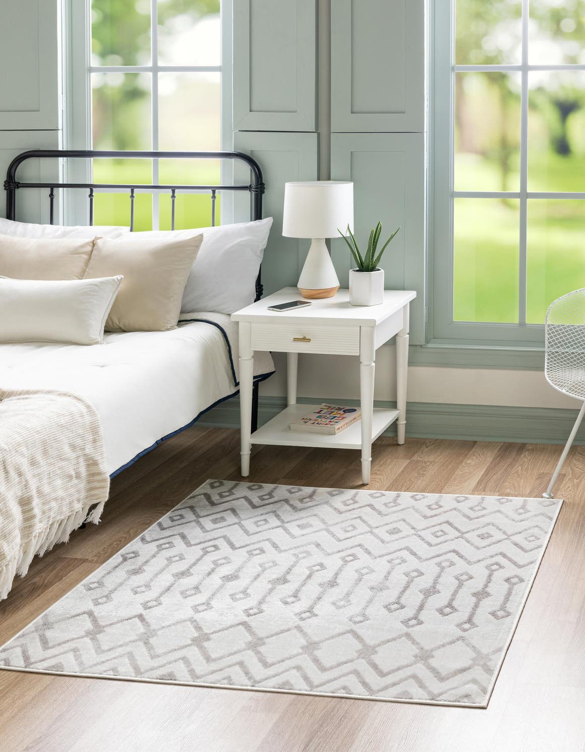 Quadratisch Teppich Bohemian Trellis in Weiss von Hadorn™ - Lifestyle Image