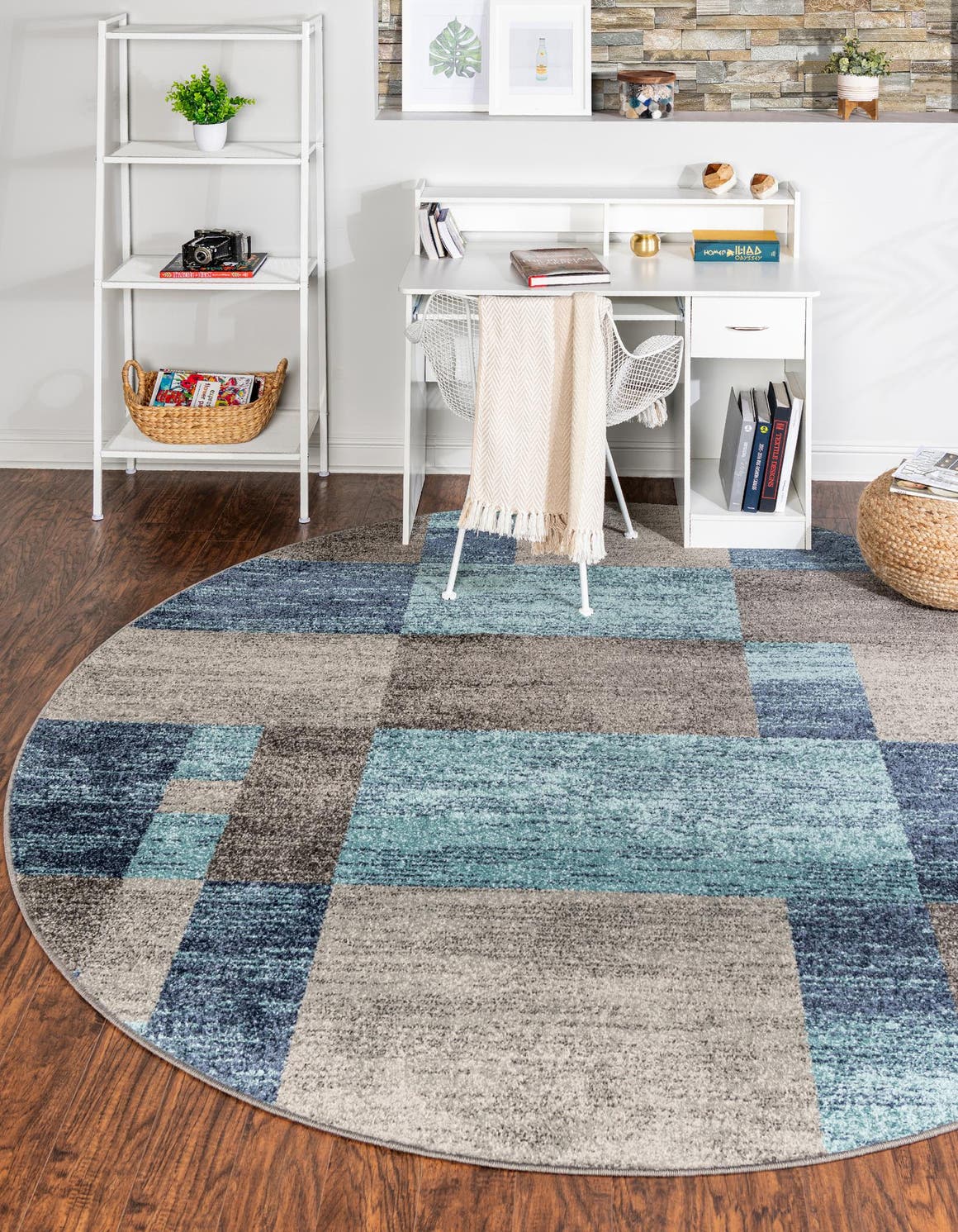 Rund Teppich Harvest in Blaugrau von Hadorn™ - Lifestyle Image