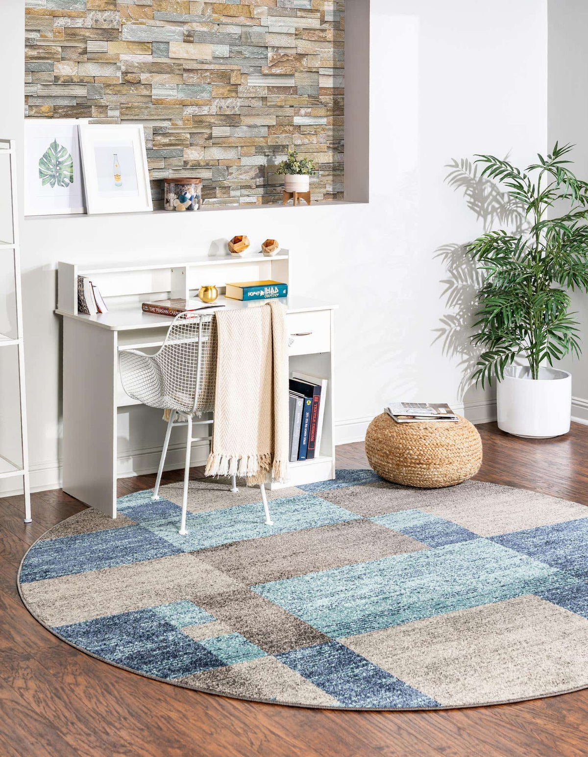 Rund Teppich Harvest in Blaugrau von Hadorn™ - Lifestyle Image
