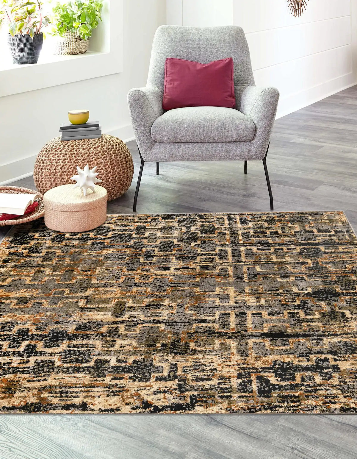 Quadratisch Teppich Saturn in Blau von Hadorn™ - Lifestyle Image