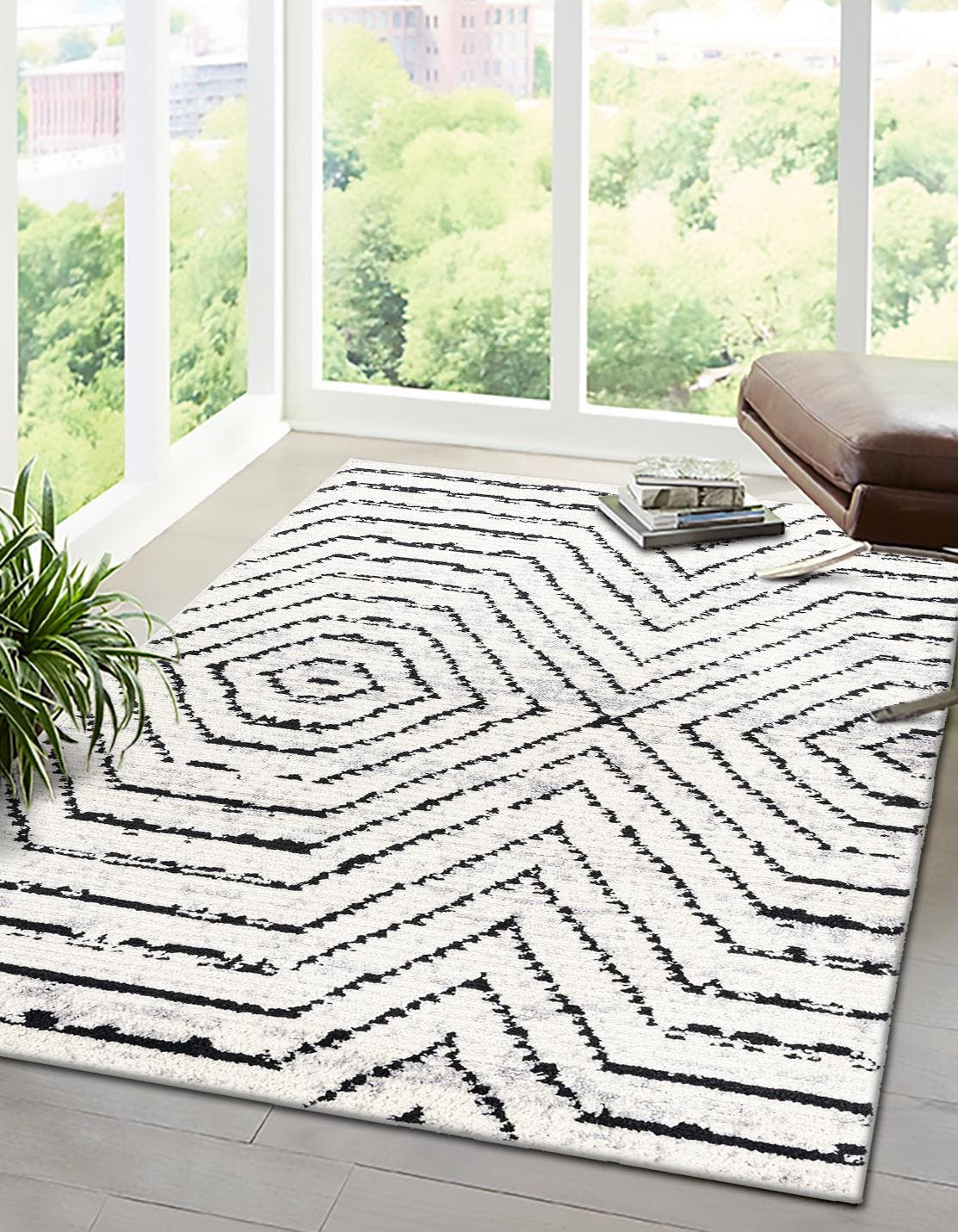 Rechteck Teppich Tagine in Schwarz und Weiss von Hadorn™ - Lifestyle Image
