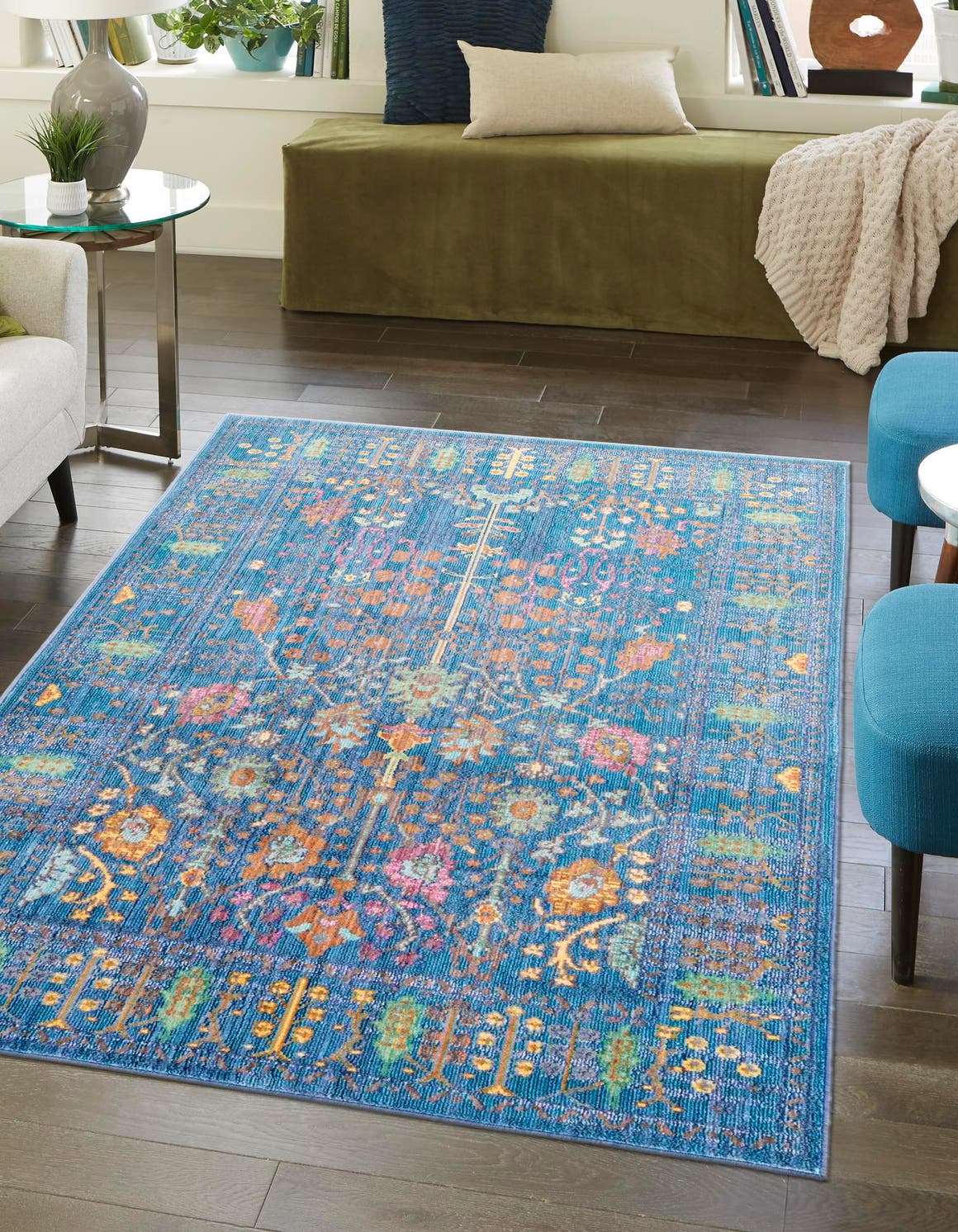 Rechteck Teppich Aqua in Türkis von Hadorn™ - Lifestyle Image