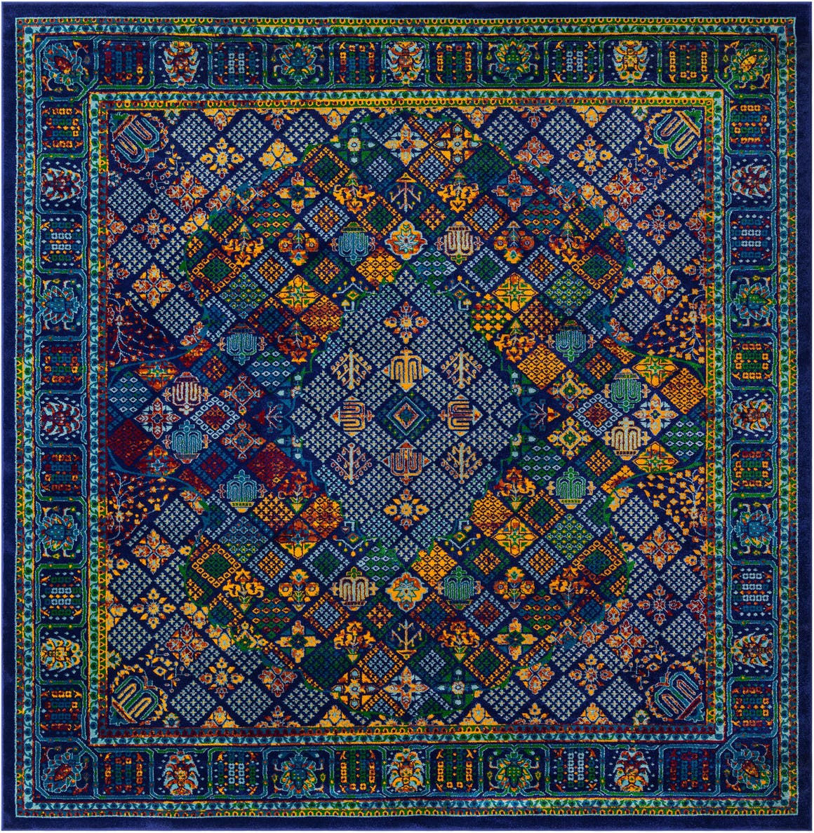 Quadratisch Teppich Calypso in Marineblau von Hadorn™ - Lifestyle Image